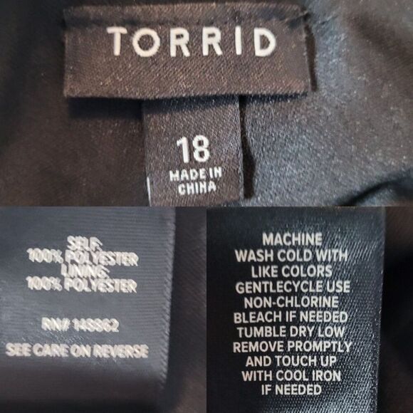 Torrid Baby Doll Skater Mini Dress Plus Sz 18 Black Floral Chiffon Lace-Up Back - Picture 3 of 12